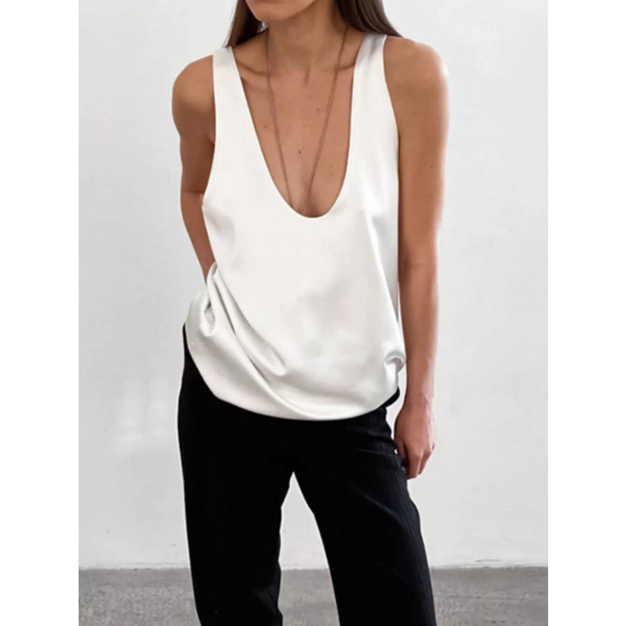 Satin Deep V-Neck Tank Apparel and Accessories