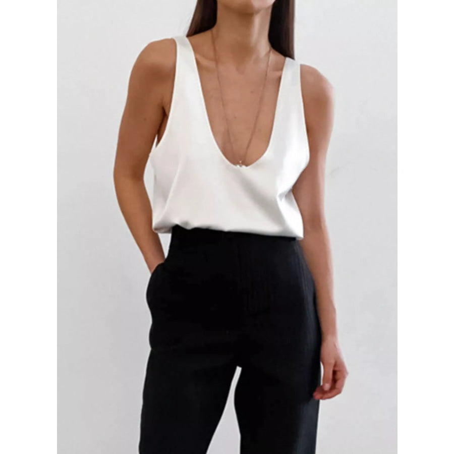 Satin Deep V-Neck Tank Apparel and Accessories