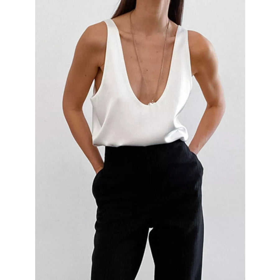 Satin Deep V-Neck Tank Apparel and Accessories