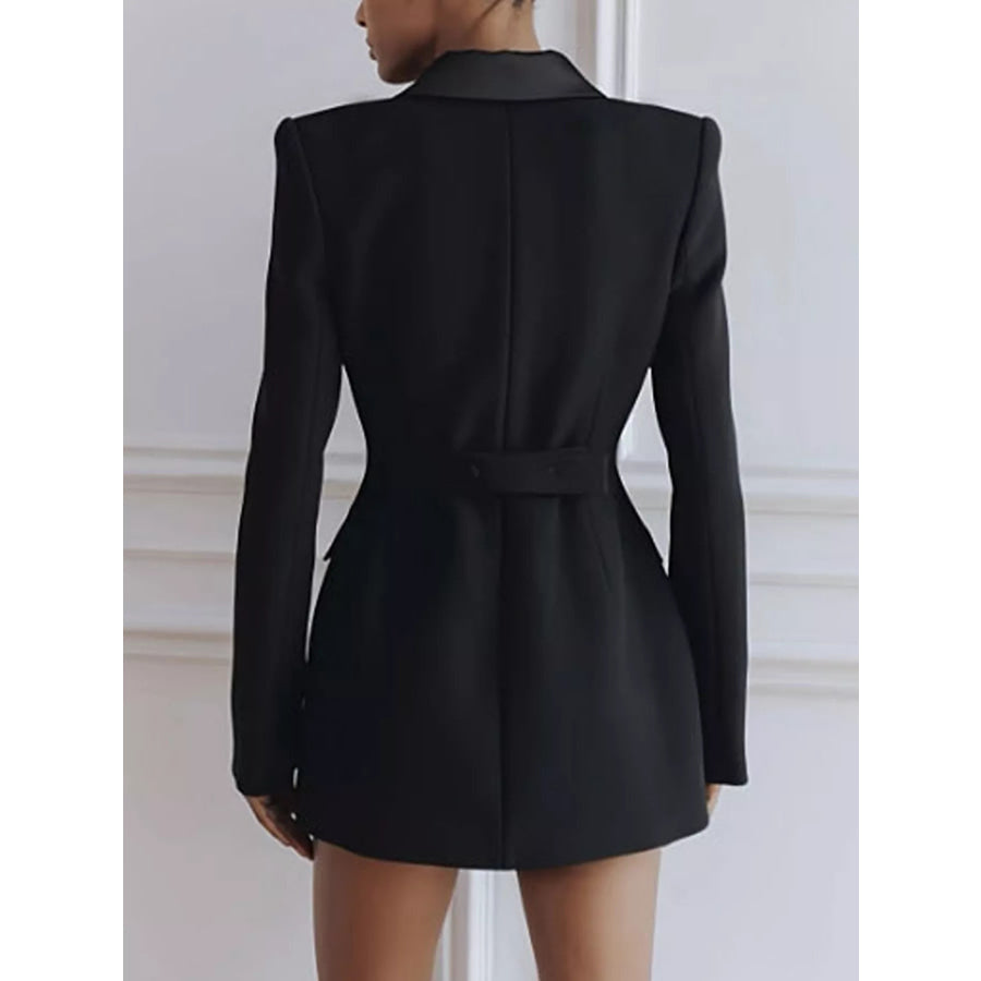Satin Lapel Double-Breasted Blazer Apparel and Accessories