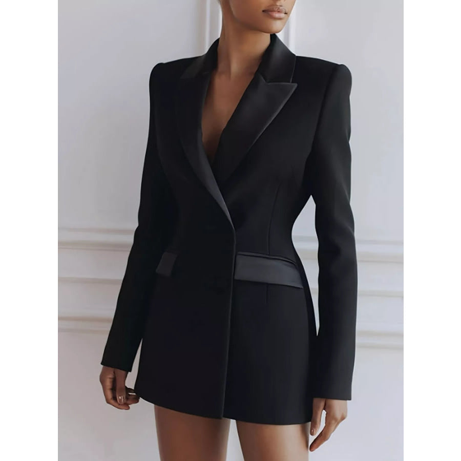 Satin Lapel Double-Breasted Blazer Apparel and Accessories