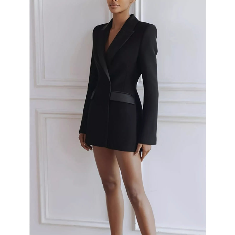 Satin Lapel Double-Breasted Blazer Apparel and Accessories