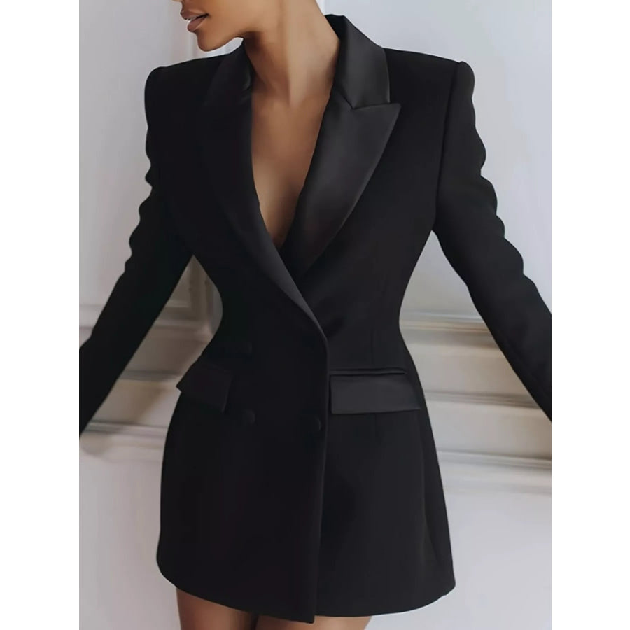 Satin Lapel Double-Breasted Blazer Apparel and Accessories