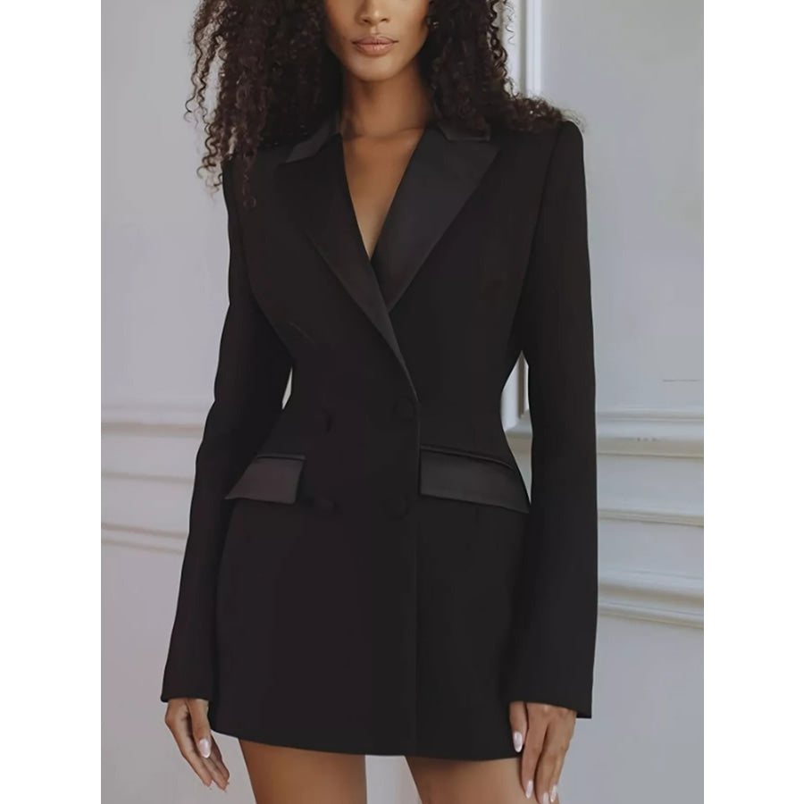 Satin Lapel Double-Breasted Blazer Apparel and Accessories