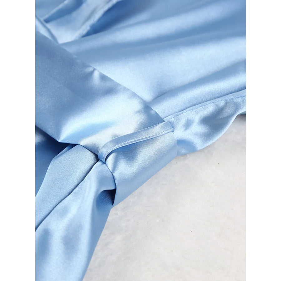 Satin Long Sleeve Shirt and Pants Set Apparel and Accessories