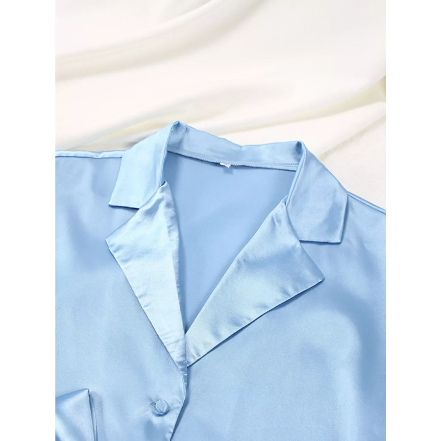 Satin Long Sleeve Shirt and Pants Set Apparel and Accessories