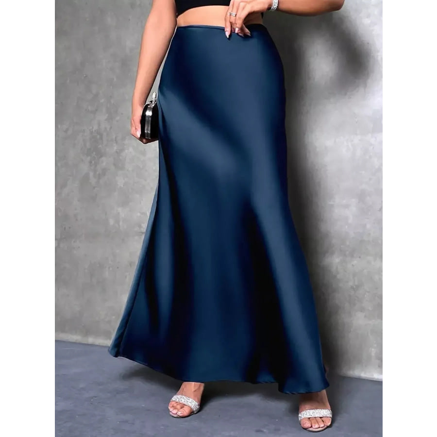 Satin Maxi Skirt Peacock Blue / S Apparel and Accessories