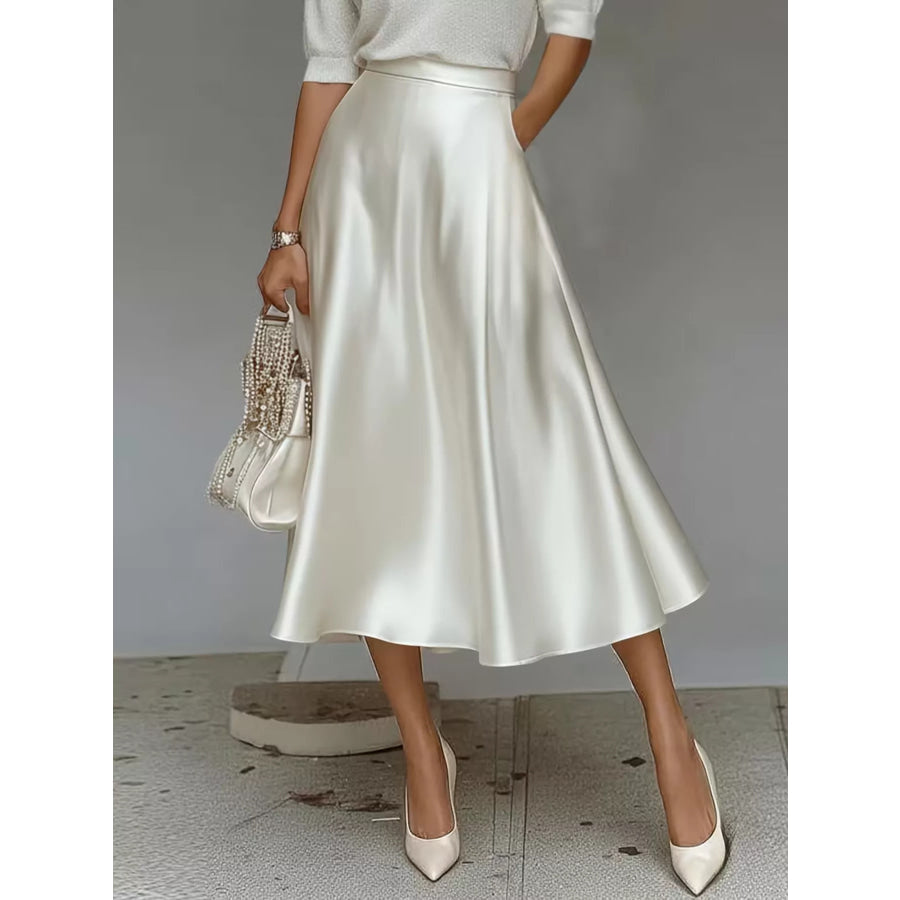 Satin Midi Skirt Apparel and Accessories