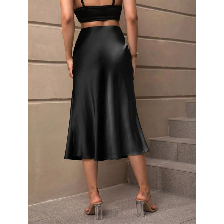 Satin Midi Skirt Apparel and Accessories