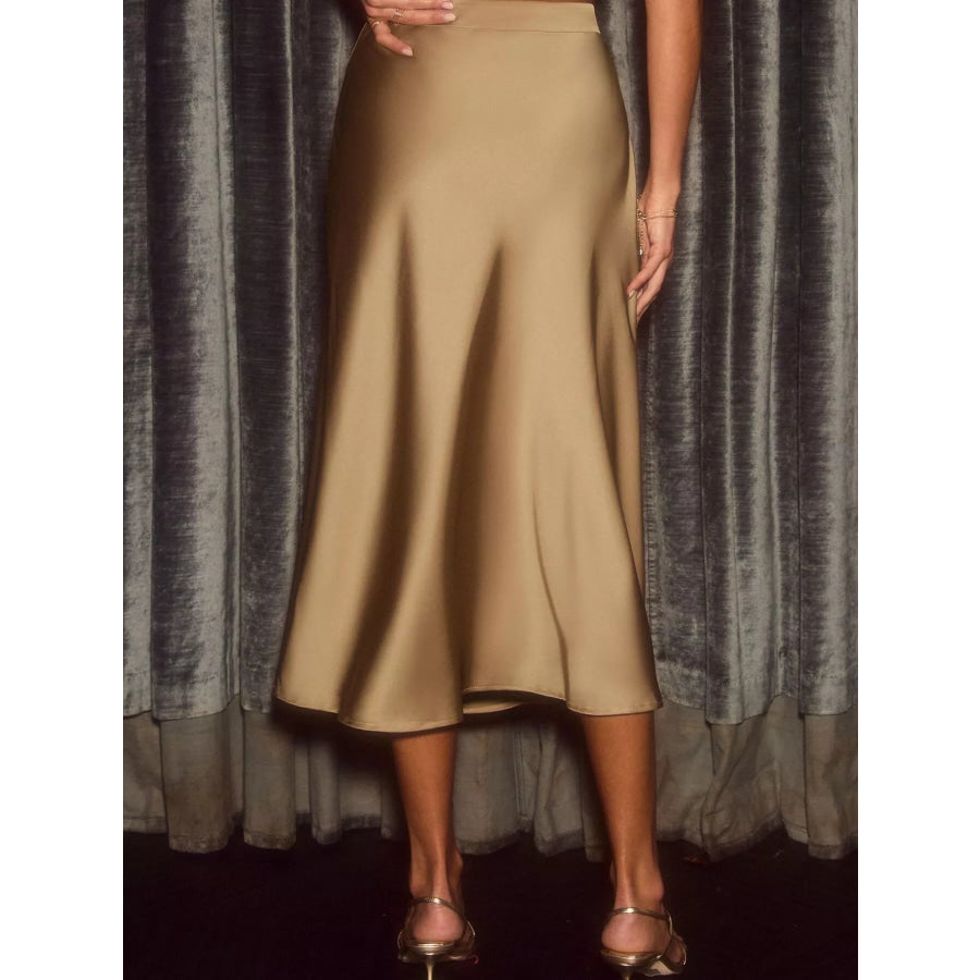 Satin Midi Skirt Apparel and Accessories