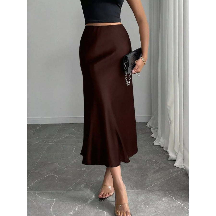 Satin Midi Skirt Apparel and Accessories
