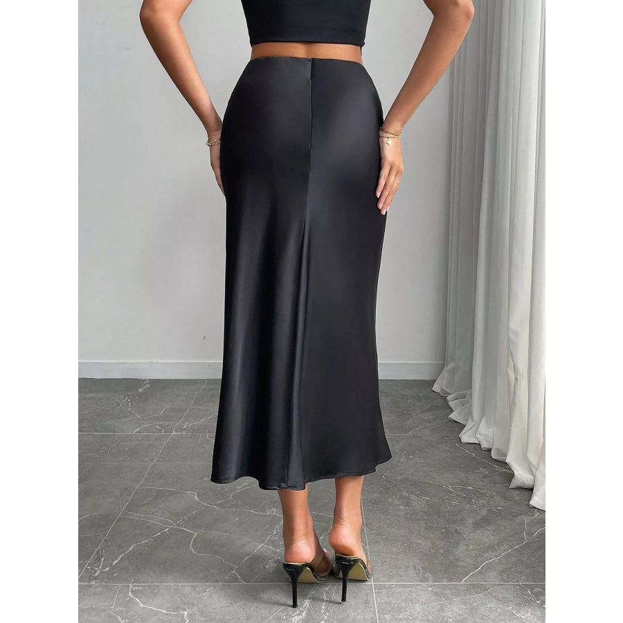 Satin Midi Skirt Apparel and Accessories