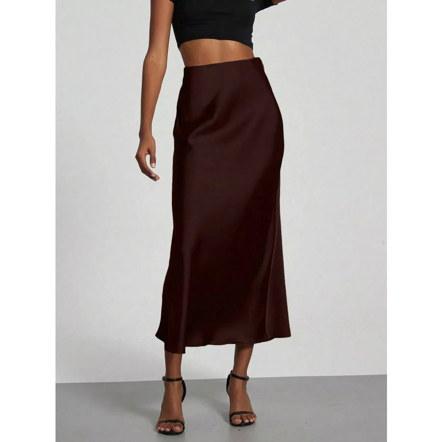 Satin Midi Skirt Apparel and Accessories