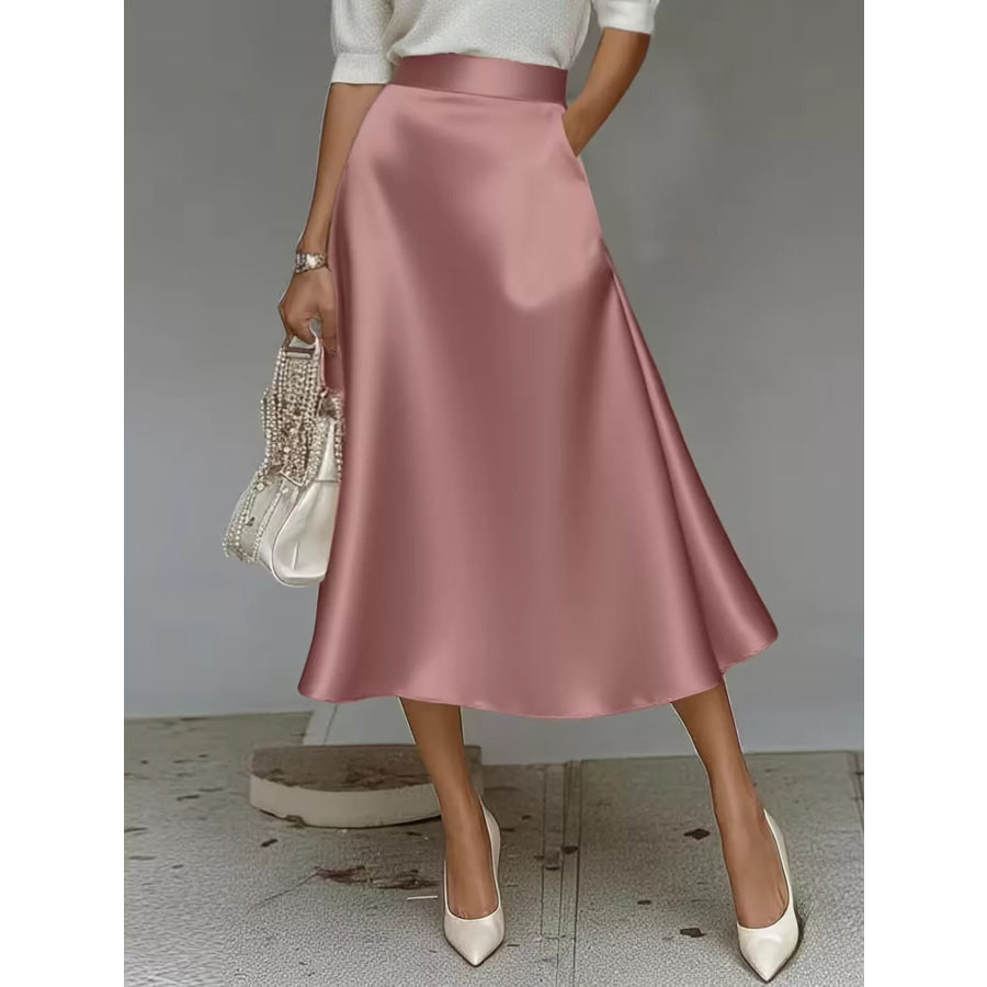 Satin Midi Skirt Apparel and Accessories