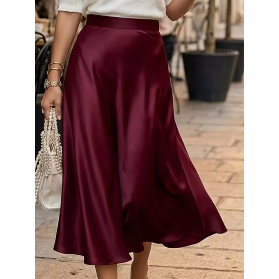 Satin Midi Skirt Apparel and Accessories