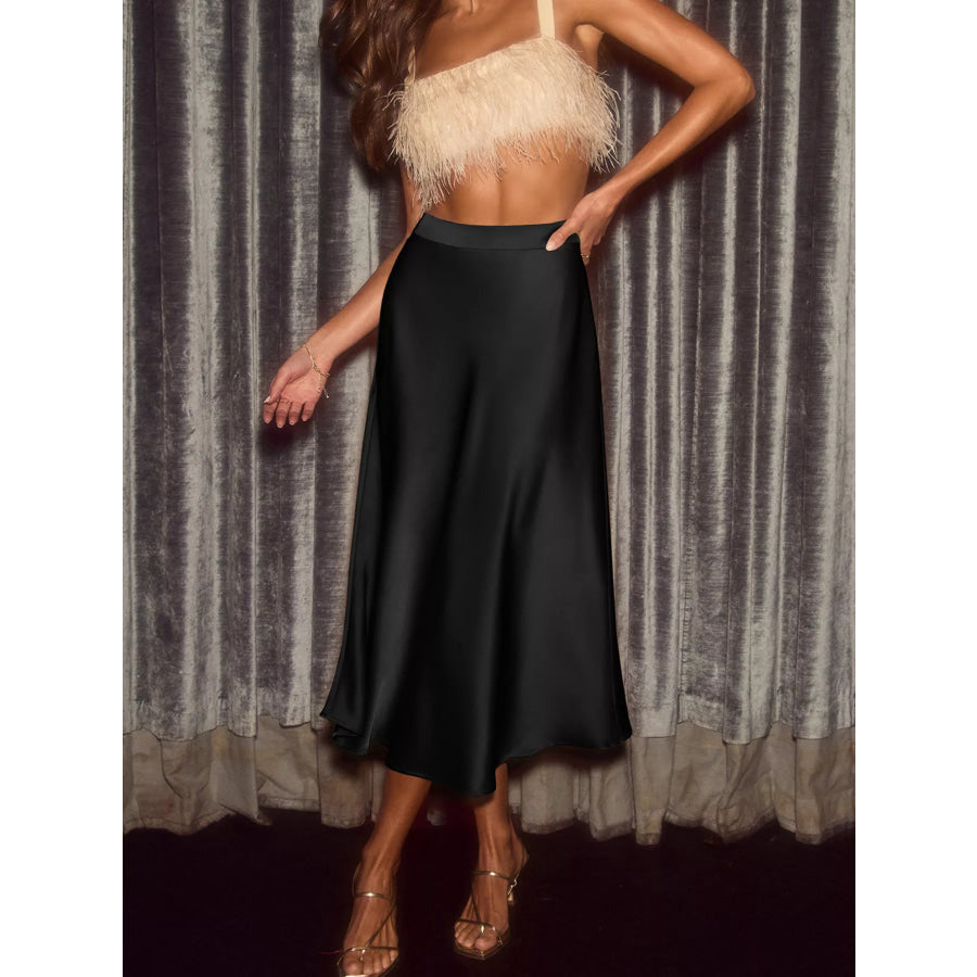 Satin Midi Skirt Apparel and Accessories