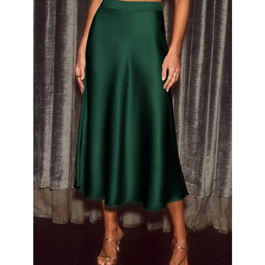 Satin Midi Skirt Apparel and Accessories