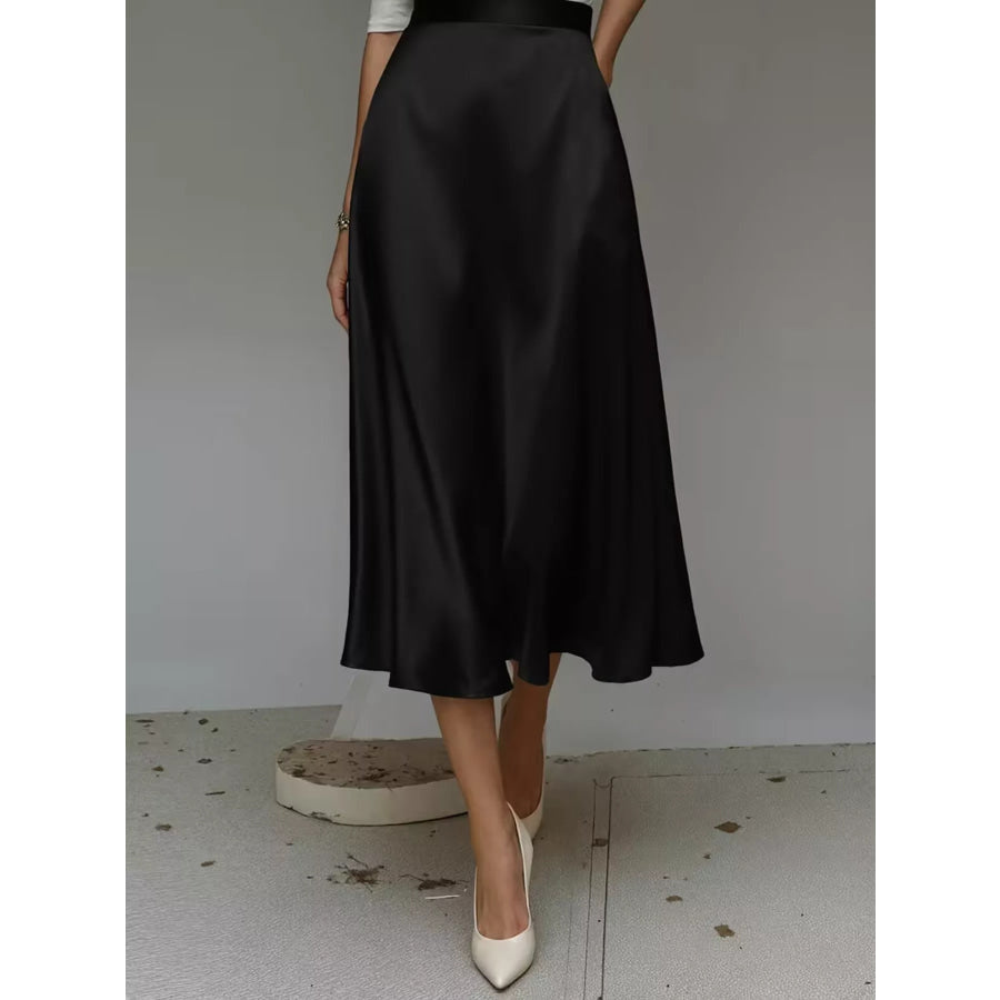 Satin Midi Skirt Apparel and Accessories