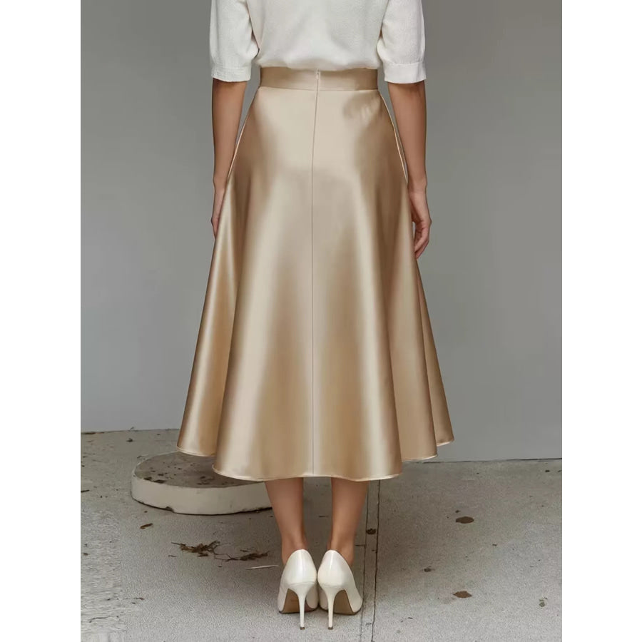Satin Midi Skirt Apparel and Accessories