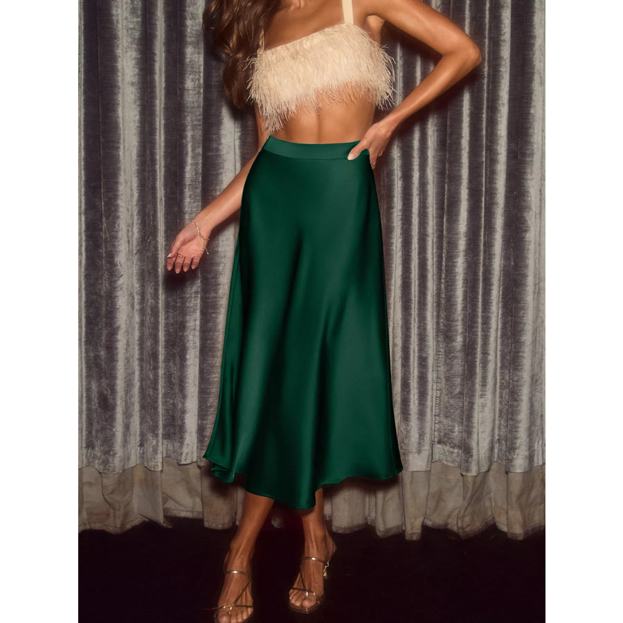 Satin Midi Skirt Apparel and Accessories
