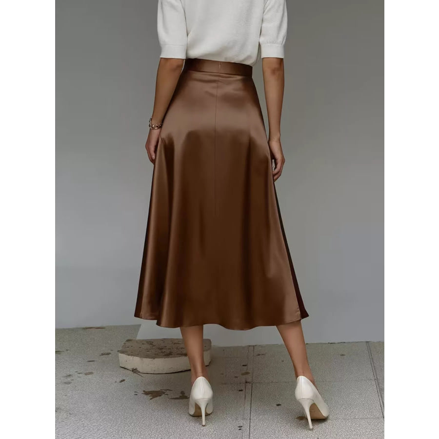 Satin Midi Skirt Apparel and Accessories