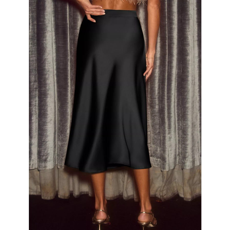 Satin Midi Skirt Apparel and Accessories