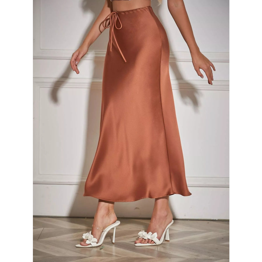 Satin Midi Skirt Apparel and Accessories