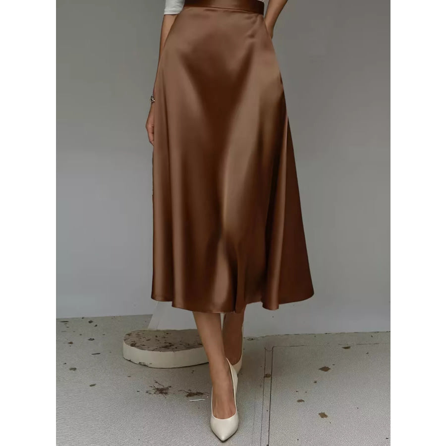 Satin Midi Skirt Apparel and Accessories