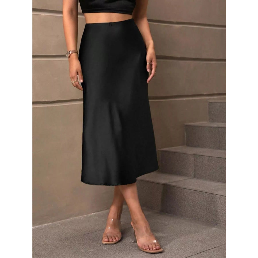 Satin Midi Skirt Apparel and Accessories