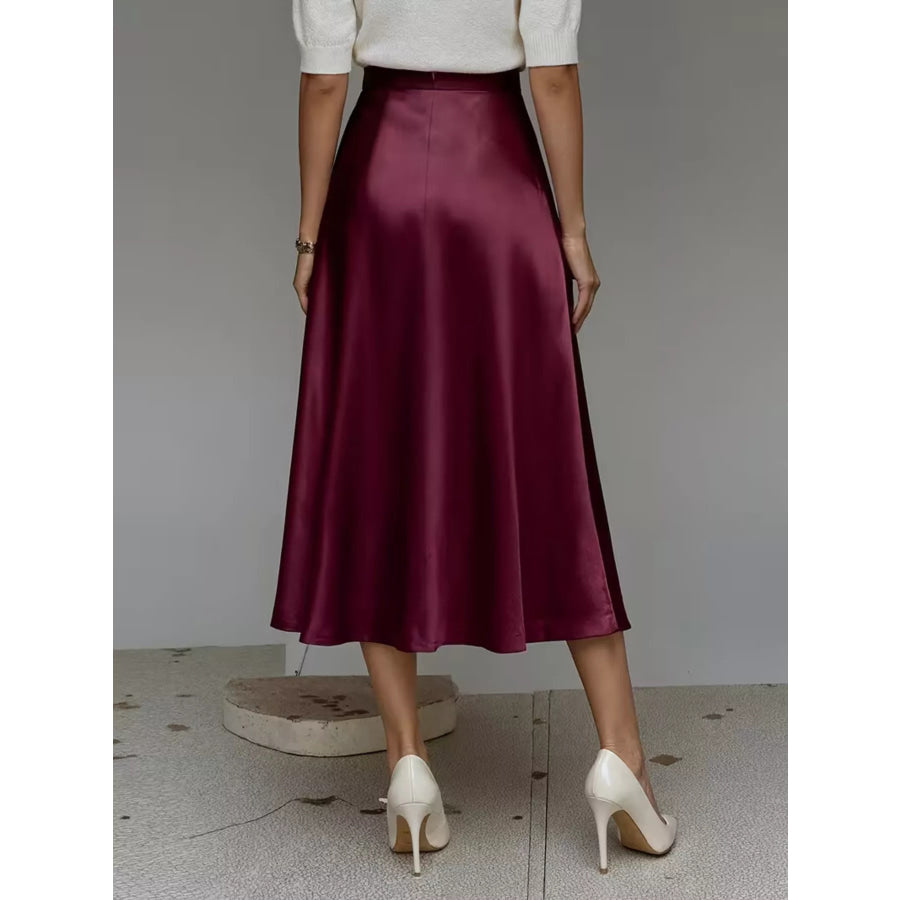 Satin Midi Skirt Apparel and Accessories