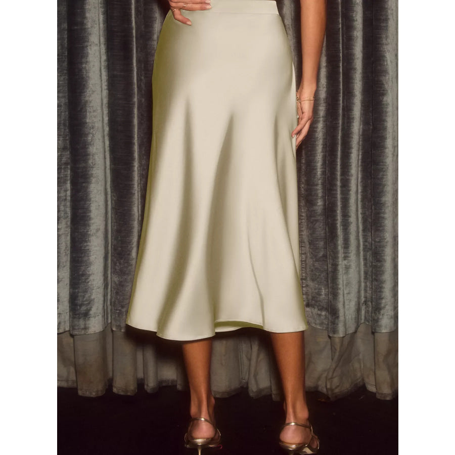 Satin Midi Skirt Apparel and Accessories