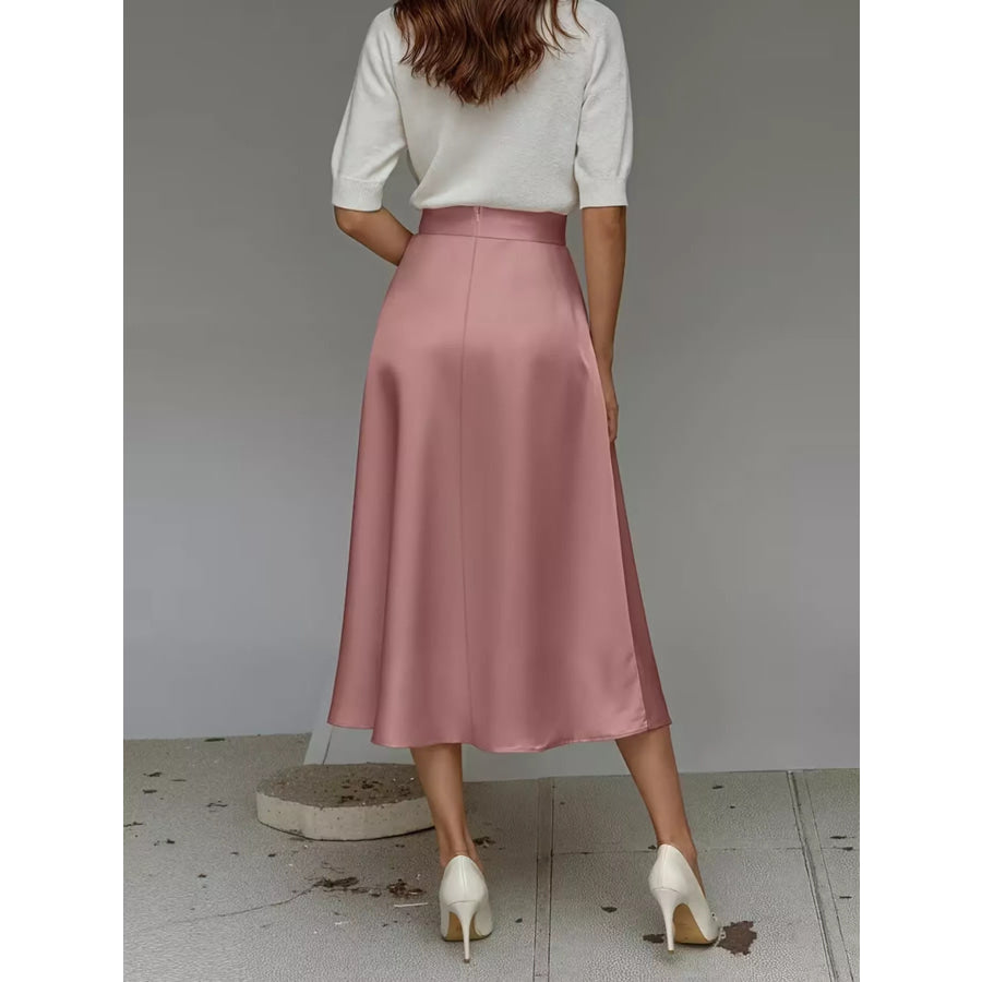 Satin Midi Skirt Apparel and Accessories