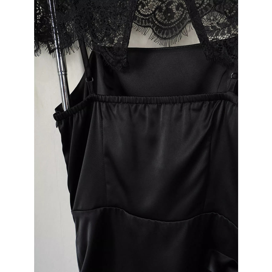 Satin Mini Dress with Lace Detachable Cape Apparel and Accessories