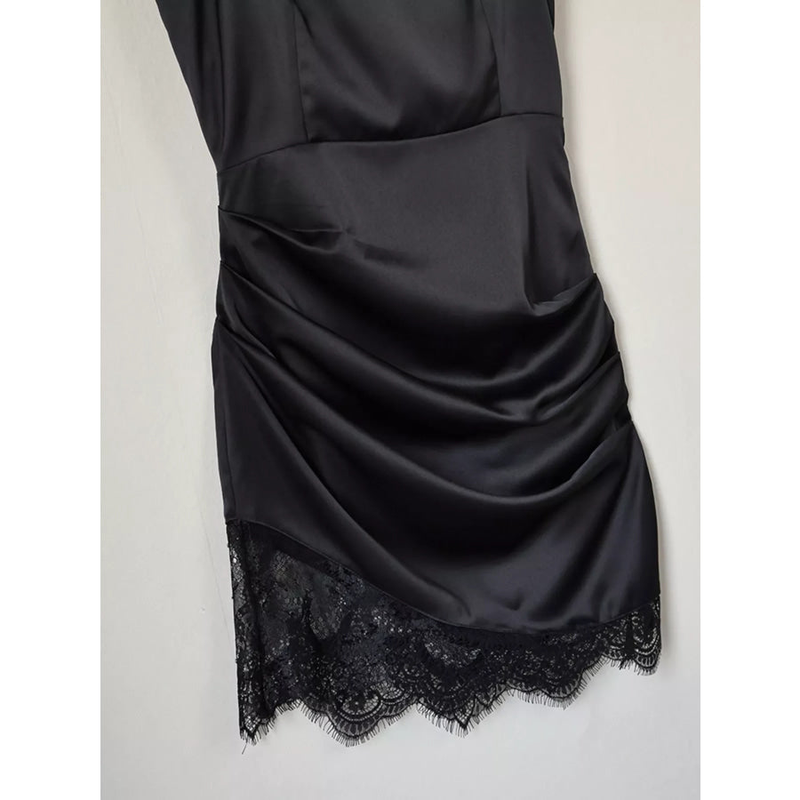 Satin Mini Dress with Lace Detachable Cape Apparel and Accessories