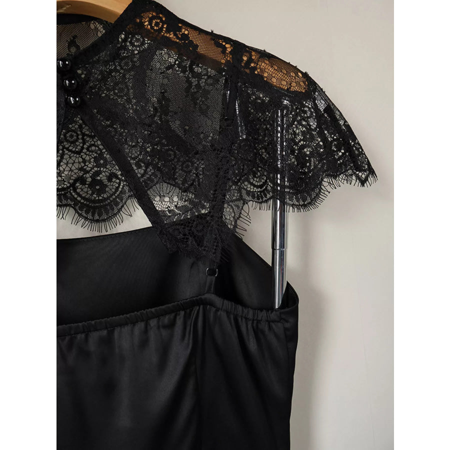 Satin Mini Dress with Lace Detachable Cape Apparel and Accessories