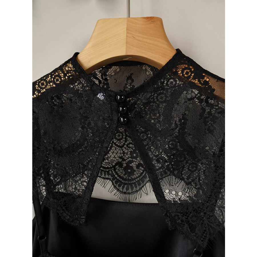 Satin Mini Dress with Lace Detachable Cape Apparel and Accessories