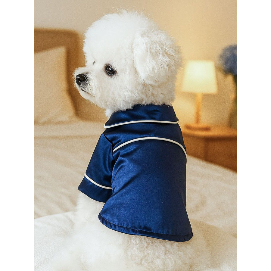Satin Pet Pajamas with Contrast Piping Apparel and Accessories