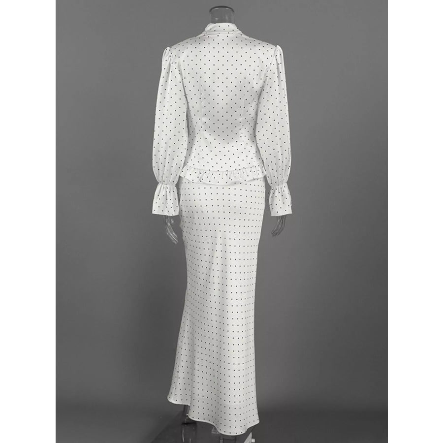 Satin Polka Dot Top and Skirt Set Apparel and Accessories