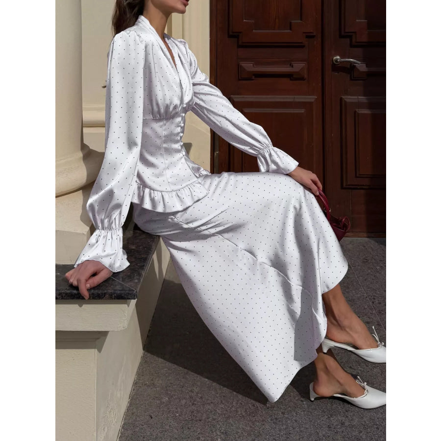 Satin Polka Dot Top and Skirt Set Apparel and Accessories