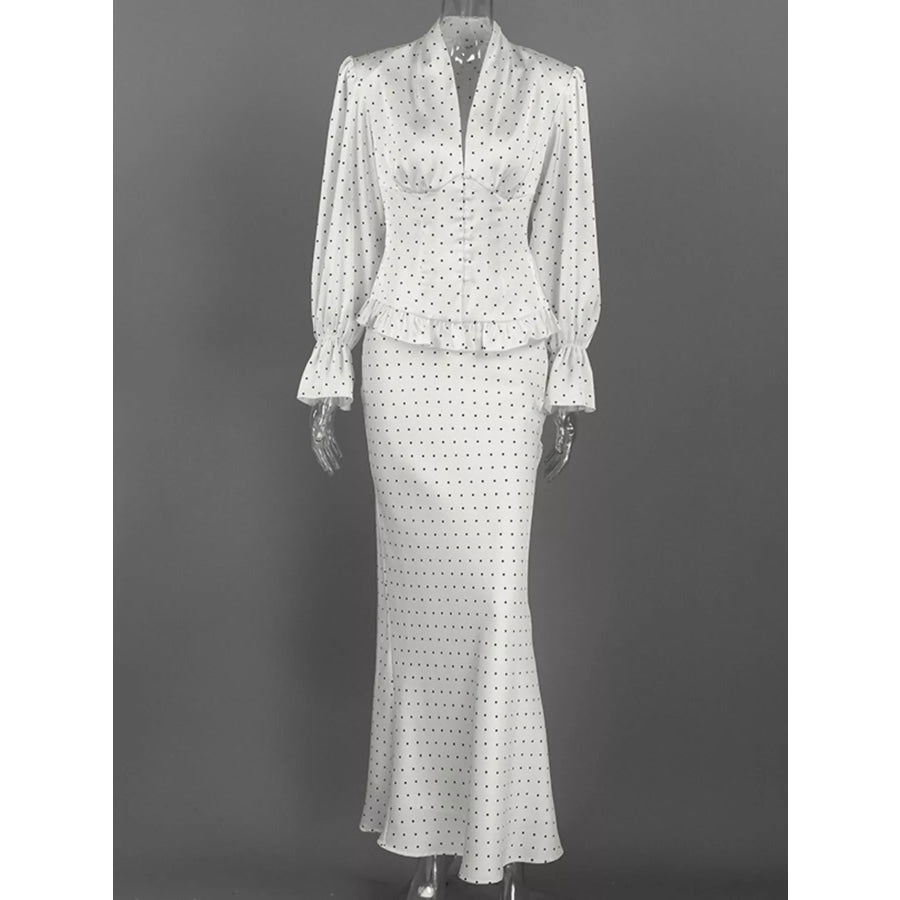 Satin Polka Dot Top and Skirt Set Apparel and Accessories