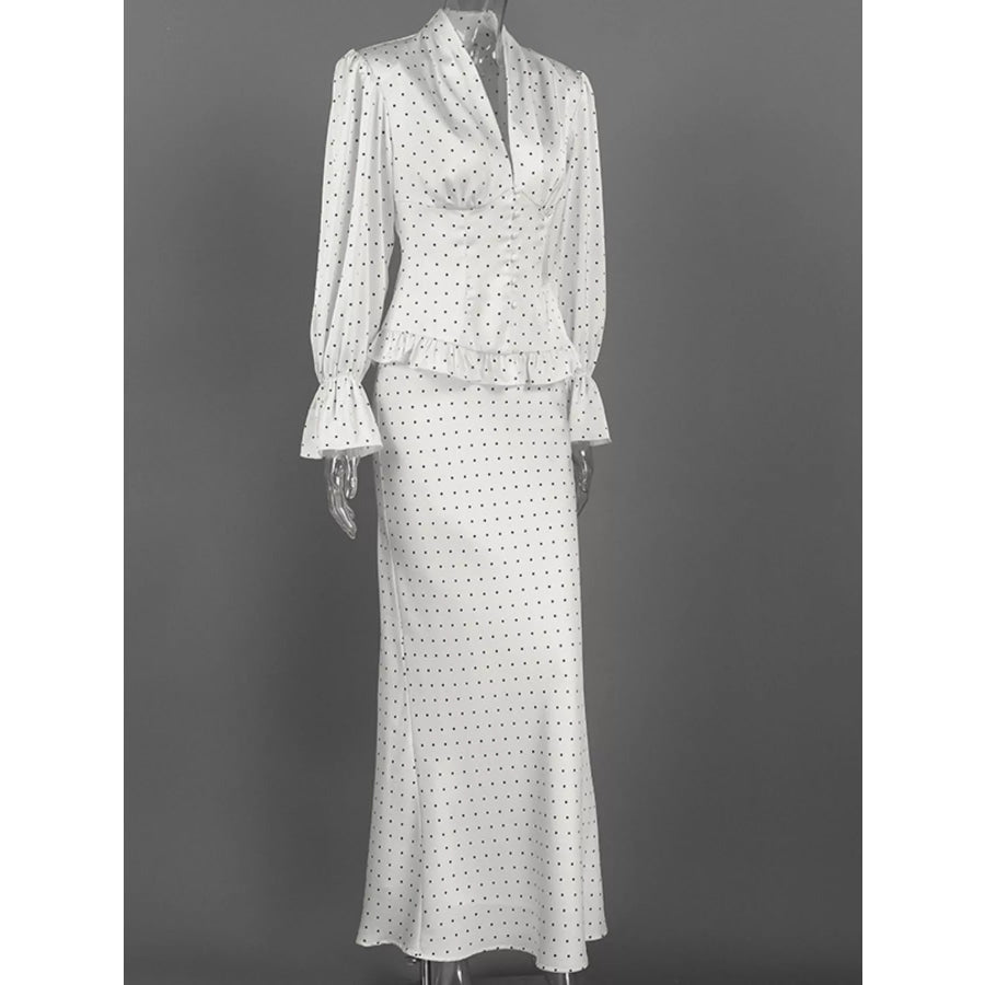 Satin Polka Dot Top and Skirt Set Apparel and Accessories