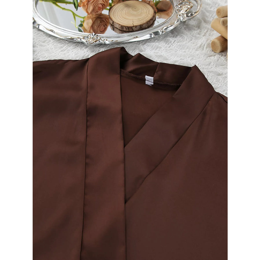 Satin Ruffle-Trim Lounge Nightgown Robe Apparel and Accessories