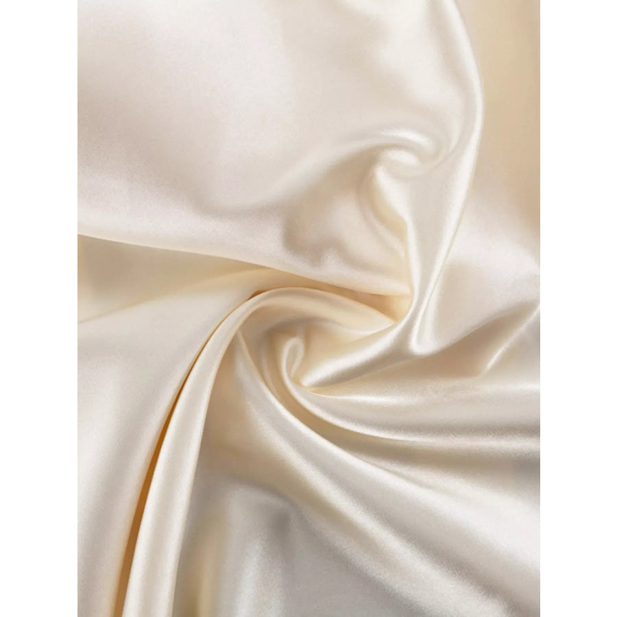 Satin Tie Shoulder Deep V-Neck Dress Apparel and Accessories