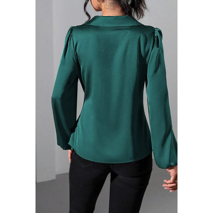 Satin Tied Detail Long Sleeve Blouse Apparel and Accessories