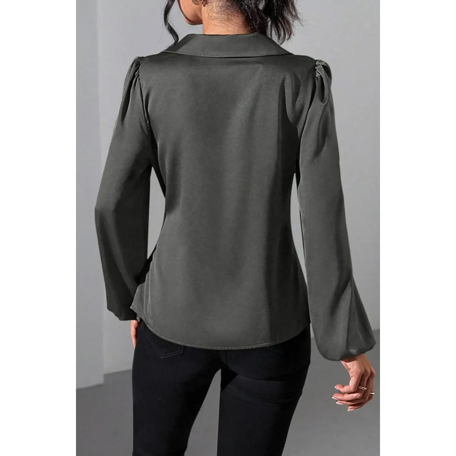 Satin Tied Detail Long Sleeve Blouse Apparel and Accessories