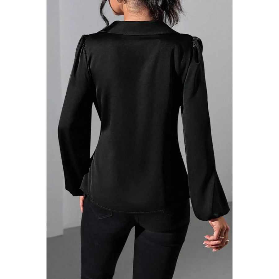 Satin Tied Detail Long Sleeve Blouse Apparel and Accessories