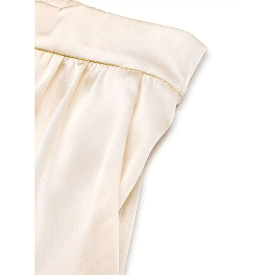 Satin Twist-Front Top and Wide-Leg Pants Set Apparel and Accessories