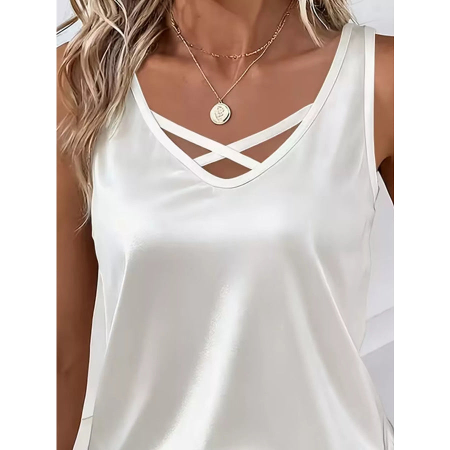 Satin V-Neck Criss-Cross Tank Apparel and Accessories