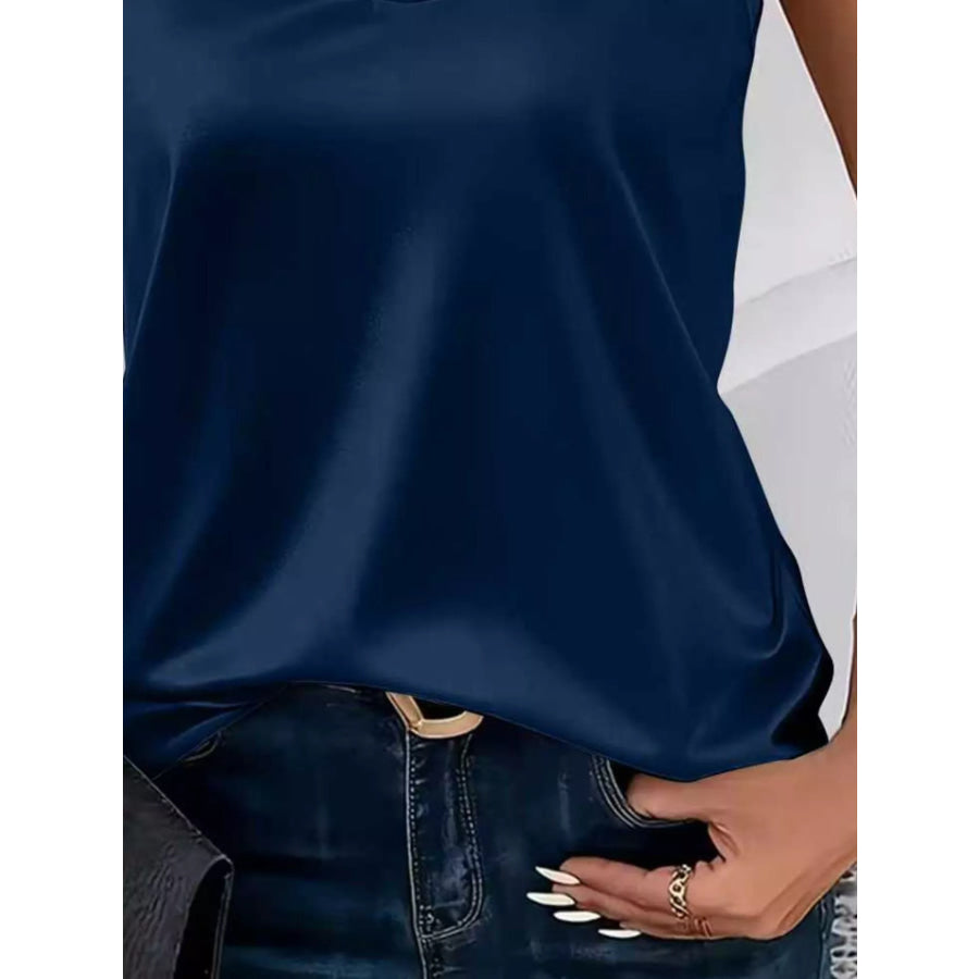 Satin V-Neck Criss-Cross Tank Apparel and Accessories