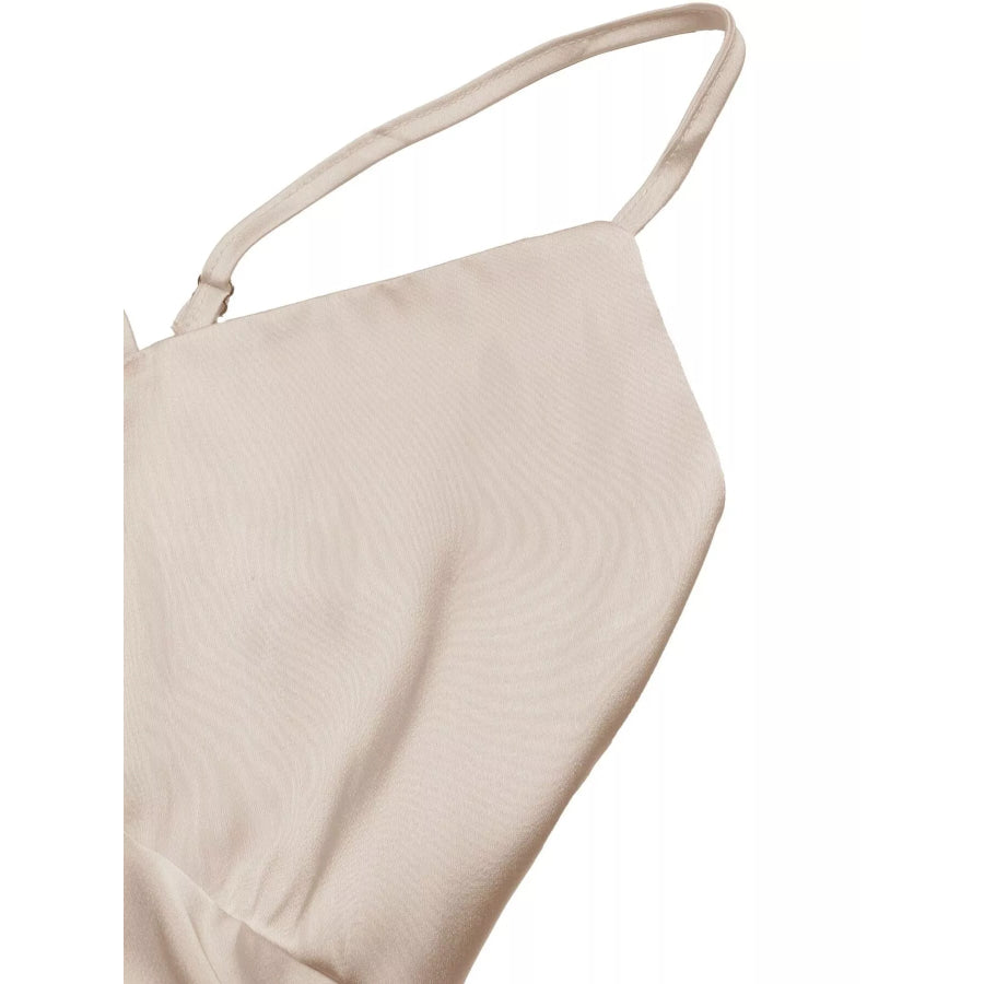 Satin V-Neck Maxi Dress Apparel and Accessories